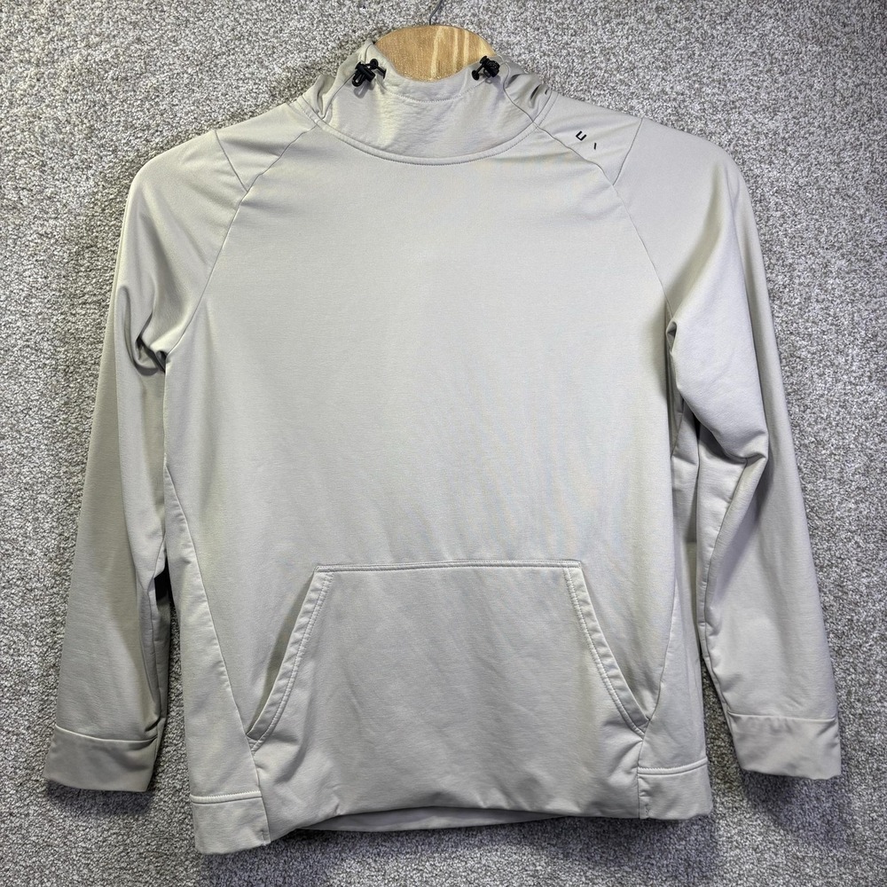 UNRL Hoodie Mens XL Beige High Neck Fleece Pullover Kangaroo Pocket Sweatshirt